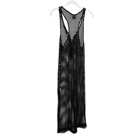 Reclaimed Vintage Black Mesh Cover Up Long Maxi Dress Women's 2 - Picture 2 of 8